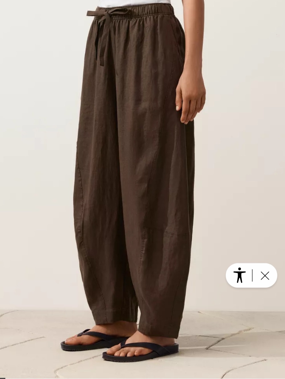 NWOT OYSHO 100% LINEN BALLOON TROUSER PANTS CHOCOLATE BROWN SIZE LARGE